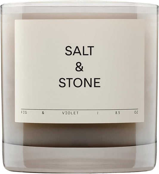 SALT & STONE Scented Candle for Women & Men | Hand-Poured, Aromatic & Fragrant | Coconut & Soy Blend Wax | 100% Cotton Wick | Long-Lasting 50 Hour Burn Time (8.5 oz) (Fig & Violet)