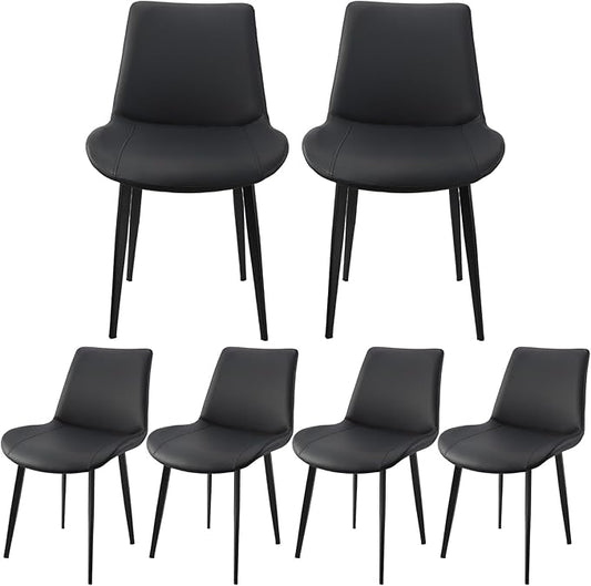 Dining Chairs, Modern PU Leather Dining Room Chair with Sturdy Metal Legs, Upholstered Seat Dinner Chairs Accent Side Chairs for Indoor Kitchen Living Room (Black, Set of 6)