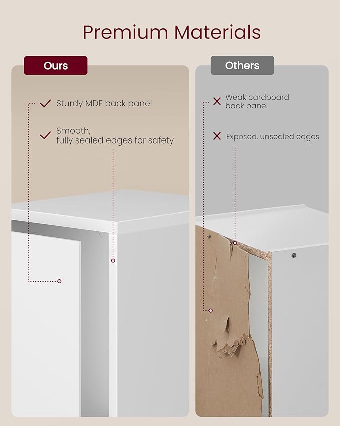 VASAGLE Custos Collection - Bookshelf, 2-Tier Bookcase, Book Shelf, Open Storage Shelf, 9.4 x 7.9 x 25.2 Inches, for Living Room, Home Office, Dining Room, Cloud White ULBC522W01