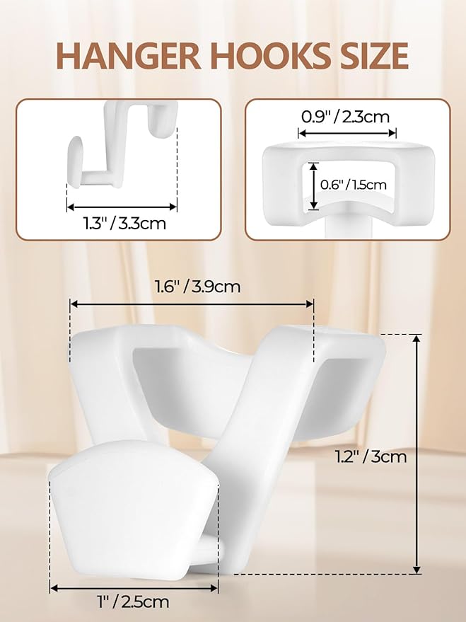HOUSE DAY Space Saving Hanger Hooks 60 Pack, White Clothes Hanger Connector Hooks, Heavy Duty Hangers Hook Space Saver, Sturdy Hanger Connector Hook, Premium Cascading Hangers for Closet
