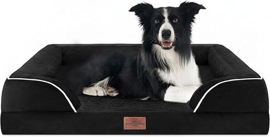 Comfort Expression Large Dog Beds Waterproof Orthopedic Foam Dog Beds for Large Dogs Sofa Comfy Pet Bed with Washable Removable Cover & Non-Slip Bottom(Grey)