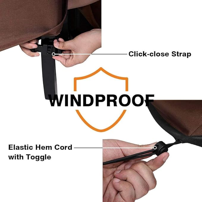 Vailge Waterproof Patio Furniture Set Cover with Padded Handles, Patio/Outdoor Table Cover, Patio/Outdoor Dining Square Table Chairs Cover(Medium,Beige & Brown)