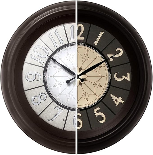 Presentime & Co. 18" Luminous Large Wall Clock, Oil Rubbed Bronze Finish, Night Light, Lighted Clock with Smart Sensor to Turn on/Off Lights. Wall Décor for Living Room, Dining Room, Kitchen.