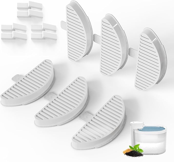 6 Pack Cat Water fountain filter Compatible with 67oz/2L Cat Water Fountain (6 Filters+12 Sponges)