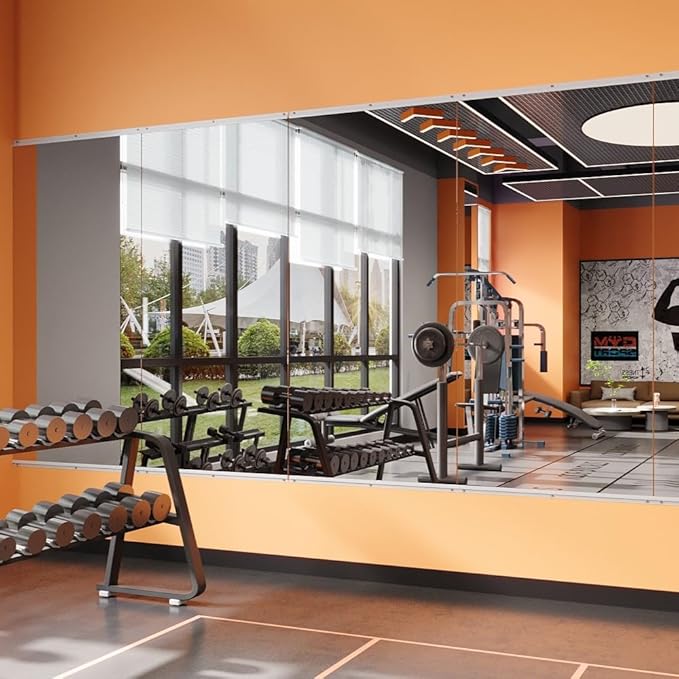 ROOMTEC Home Gym Mirror 60"x48" 2-Pack, Frameless Wall-Mounted Full Length Tempered Glass, for Home Yoga, Dance Studio, Workout Room & Office