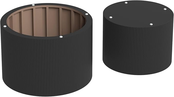 Round Nesting Coffee Table Set of 2, Round Fluted Coffee Tables for Living Room Modern Nesting End Side Tables for Small Spaces (D Black)