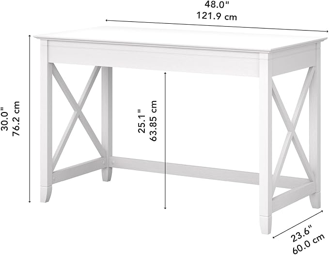 Bush Furniture Key West 48W Writing Desk in Pure White Oak