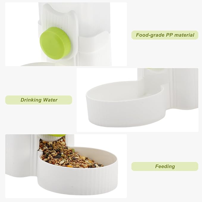 Rabbit Hay Feeder, 35oz Large Capacity, Hanging Automatic Food Dispenser, for Small Animals Guinea Pig Ferret Cage Accessories, Green