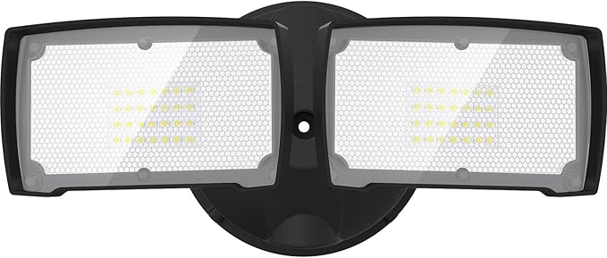 LEPOWER 3000LM Flood Light Outdoor, Switch Controlled LED Security Light, 28W Exterior Lights with 2 Adjustable Heads, IP65 Waterproof, 5500K Wall Mount Exterior LED Flood Light for Garage, Yard Black
