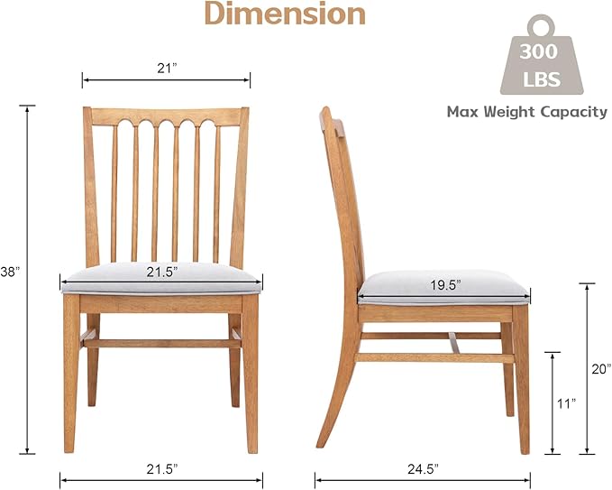 chairus Upholstered Dining Chairs Set of 6, Natural Wooden Barrel Kitchen Chairs with Slat Back Double-Layer Cushion Farmhouse Accent Chairs for Dining Room/Living Room/Restaurant, Chenille Grey