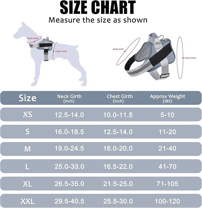 Bolux Dog Harness, No-Pull Reflective Dog Vest, Breathable Adjustable Pet Harness with Handle for Outdoor Walking - No More Pulling, Tugging or Choking (Blue, XS)