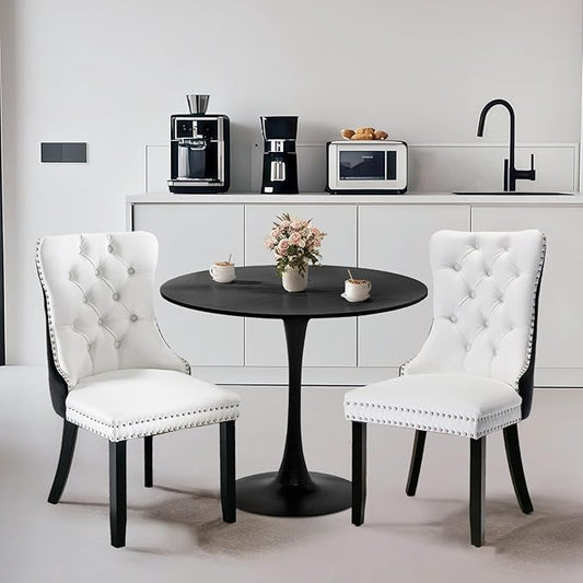 SoarFlash Kitchen Table and Chairs for 2, 24" Dining Table Set for 2 with Velvet Upholstered Chairs, 3 Piece Round Kitchen Table Set, Dining Room Table Set for Small Space, Apartment