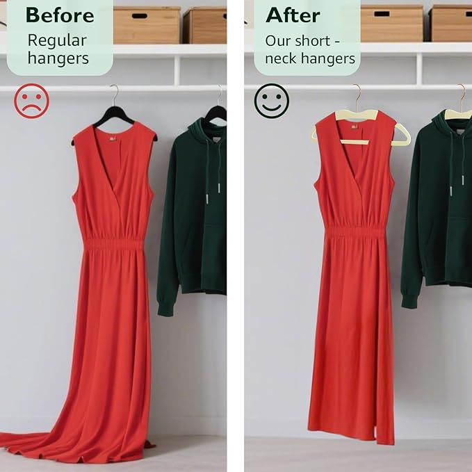 ManGotree Velvet Coat Hangers with Empty Aromatherapy Boxes, Non-Slip Short Neck Hangers, Ultra-Thin Space Saving Suit Hanger for Jacket, Shirt, Dress, Pants (22 Pack, Light Yellow)