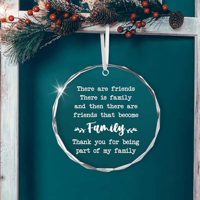 Christmas Friend Gifts for Women Men - Glass Christmas Ornaments for Tree Decorations - Friends Birthday Gifts for Women BFF Bestie, Unique Stocking Stuffers Gift Ideas for Xmas Decorations