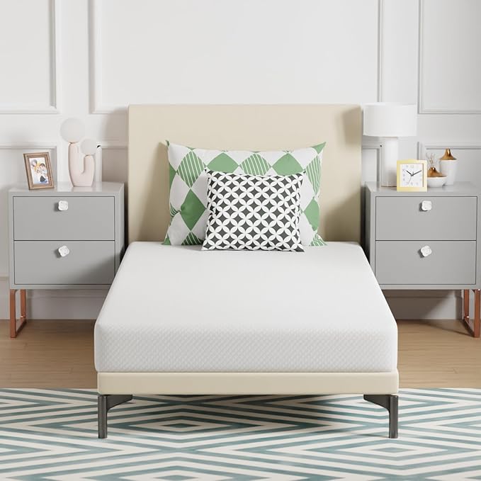 FDW | 6 Inch Twin Mattress | Medium Firm | Gel Memory Foam Mattress | White | Bed in a Box, CertiPUR-US Certified | Pressure Relief, Cooling Ventilated Foam | Washable Removable Cover