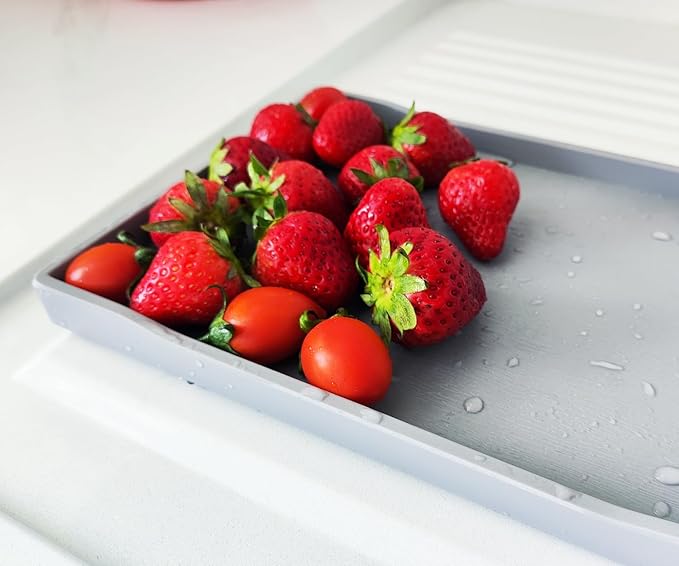 Gray Small Serving Tray (9.5 x 7 inch), Countertop Organizer for Bathtub Bathroom Vanity Items, Serving Accessory, Coffee, Drinks, Tea, Party, Spa, Perfume and Display Use.