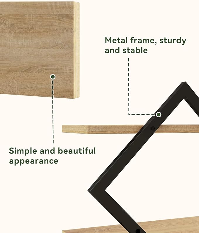 IBUYKE Floating Shelves,15 Inch Wall Shelf Set of 2,Wall Mounted Shelves,2 Tier Hanging Decorative Storage Shelf for Living Room, Bedroom, Bathroom, Kitchen TFS003R-2