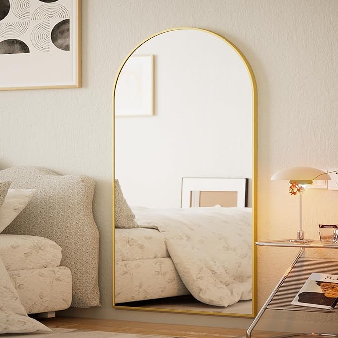 BEAUTYPEAK 77"x38" Large Arch Mirror Full Length, Oversized Wall Mirrors with Aluminum Alloy Frame, Full Body Floor Mirror for Bedroom, Dressing Room, Gold