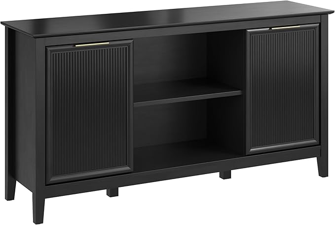 Bush Home 58-inch Sideboard Storage Cabinet, Dining Room Furniture, Camille Collection, Onyx Birch