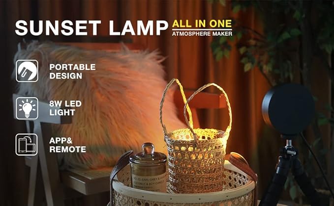 Sunset Lamp Projector Led Lights for Bedroom Night Light RGB Lights Sun Sunlight Sunrise Lamp 10w 360° Rotation Mood Lighting Home/Room Decor Christmas Gifts for Women,Triangle Multicolor