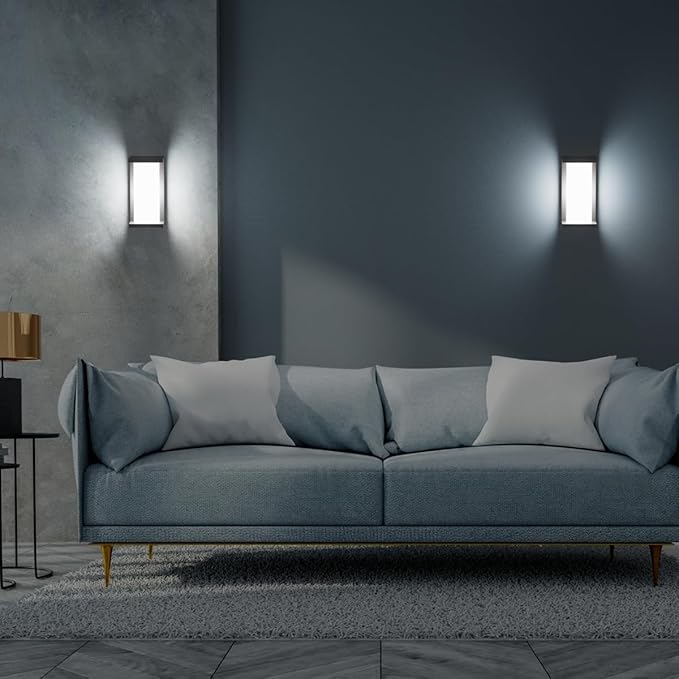 Outdoor Porch Lights 3000K 40000K 5000K 3 Colors Selectable, LED Outdoor Light Fixtures Wall Mount 2 Pack, Super Bright 1500lm Aluminum Exterior Lighting Fixtures for Outside House Front Door