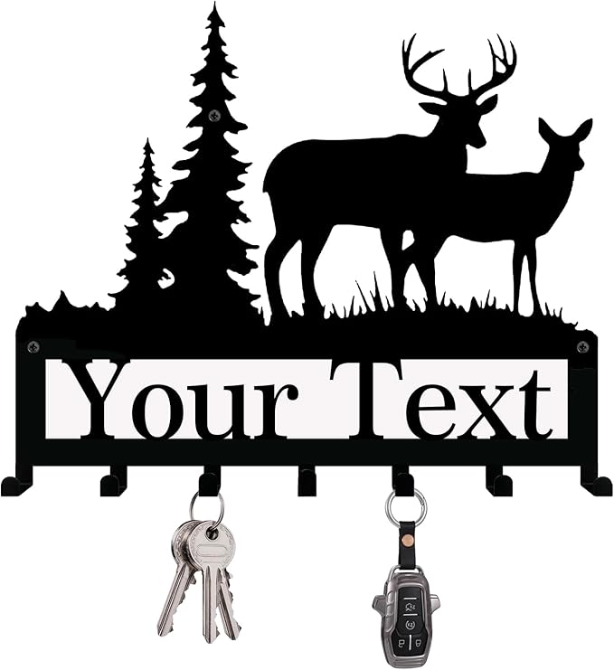 NIWAHO Personalized Metal Key Holder with Hooks – Custom Family Name Wall Rack, Rustic Entryway Organizer for Keys & Leashes, Housewarming Gift for Couples or New Homeowners