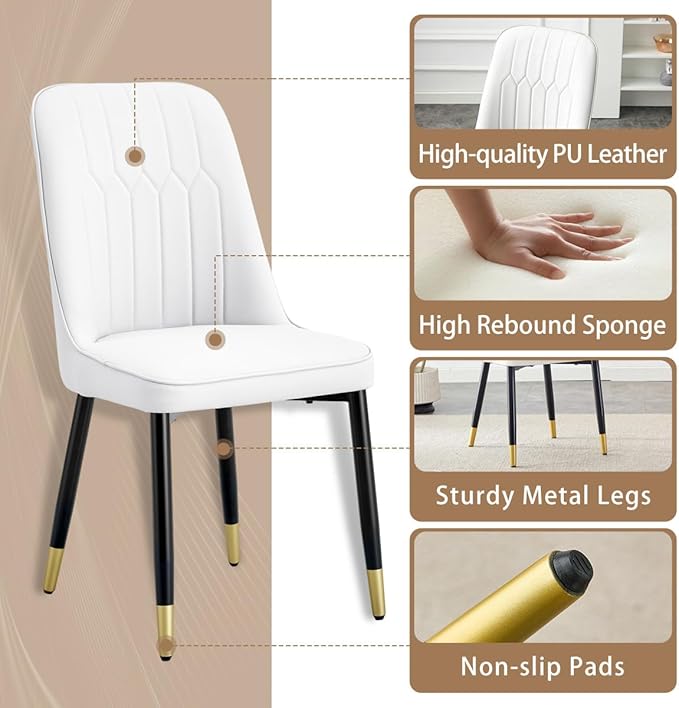 Small Dining Table Set for 4, 50'' Sintered Stone Dining Table with 4 Chairs, Easy to Assemble, Suitable for Small Spaces