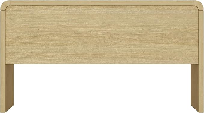 Manhattan Comfort Grace 54" Modern Home Office Desk with Drawers, Metal Handles, and Ample Workspace, Stylish Wood Table for Writing, Vanity, Work or Study, Natural Oak & Gold