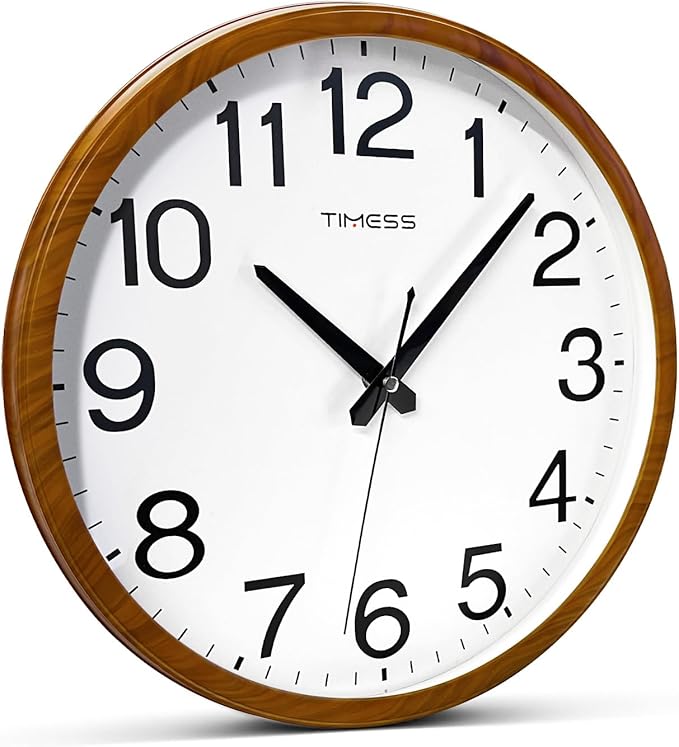 Wall Clock, Classic Wood Style Finish, 11 Inch Non-Ticking Silent Battery Operated Analog Clock, Ideal Retro Decor for Home, Bedroom, Living Room, Kitchen, Bathroom, Office(Wood Yellow)