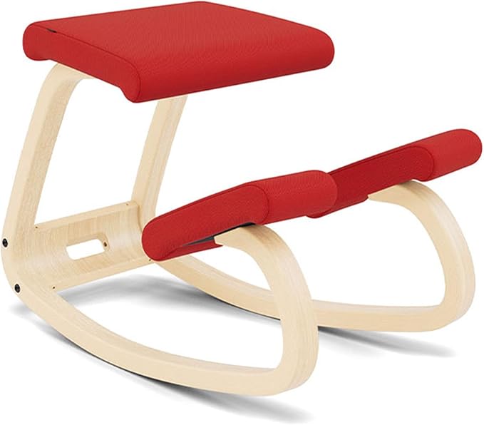 Varier Variable, The Original Kneeling Chair, Ergonomic Chair, Natural/Red, 10 Year Warranty, Design by Peter Opsvik