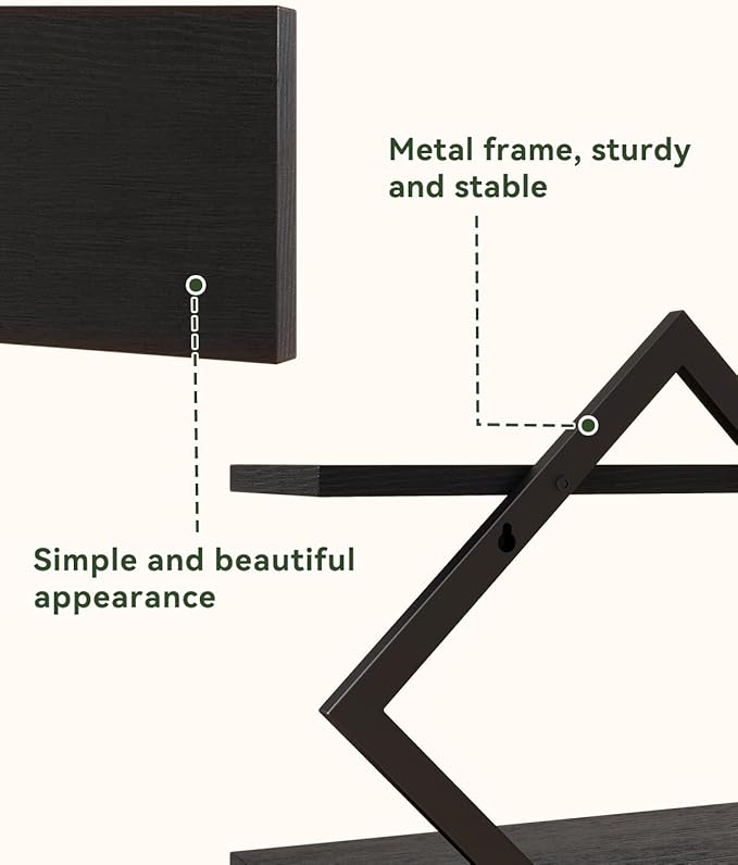 IBUYKE Floating Shelves,15 Inch Wall Shelf Set of 2,Wall Mounted Shelves,2 Tier Hanging Decorative Storage Shelf for Living Room, Bedroom, Bathroom, Kitchen TFS003B-2