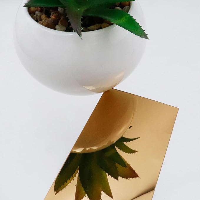 10Pcs DIY Striped Mirror Stickers 1.96" Wide Self Adhesive Removable Long Acrylic Frameless Mirror Sheets for Home Living Room Bedroom DIY Decor (Dark Orange)