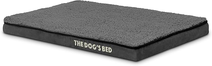 The Dog’s Bed Orthopedic Memory Foam Dog Bed, Small Grey Plush 28x19, Pain Relief for Arthritis, Hip & Elbow Dysplasia, Post Surgery, Lameness, Supportive, Calming, Waterproof Washable Cover
