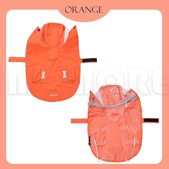 Dog Raincoat,Waterproof Rain Poncho with Hoodie, High Reflective Adjustable Pet Rain Jacket with Leash Hole for Small Medium and Large Dogs (Orange, Small: 9-13lbs)