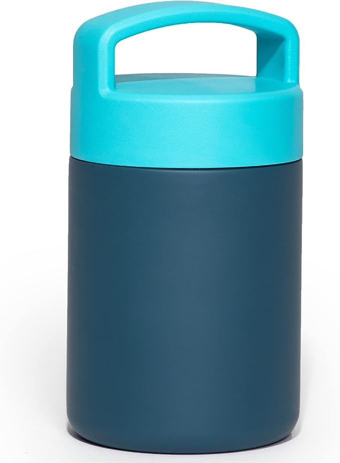 WeeSprout Insulated Stainless Steel Lunch Thermos, Soup Bottle for Hot & Cold Foods, 12 oz Jar for Children, Kid-Friendly Handle, Leakproof Container, Termos Para Comida Caliente (Blue + Navy)
