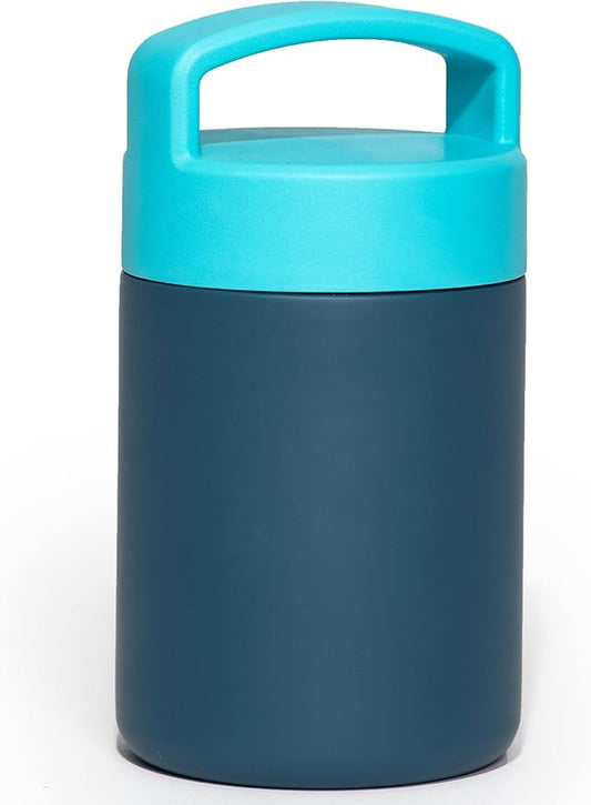 WeeSprout Insulated Stainless Steel Lunch Thermos, Soup Bottle for Hot & Cold Foods, 12 oz Jar for Children, Kid-Friendly Handle, Leakproof Container, Termos Para Comida Caliente (Blue + Navy)
