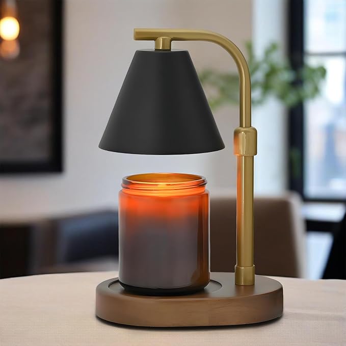 SOKCVSEA Candle Warmer Lamp - Candle Warmer with Diamond Height Adjustable, Birthday Gifts for Women Mom Gifts, House Warming Gifts New Home Decor, Wax Melt with 2 Bulb BlackGold