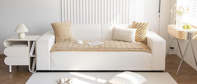 Non Slip Fuzzy Pet Couch Covers for Sofa, Washable Couch Cushion Covers for Dogs(Brown 70 x120cm)