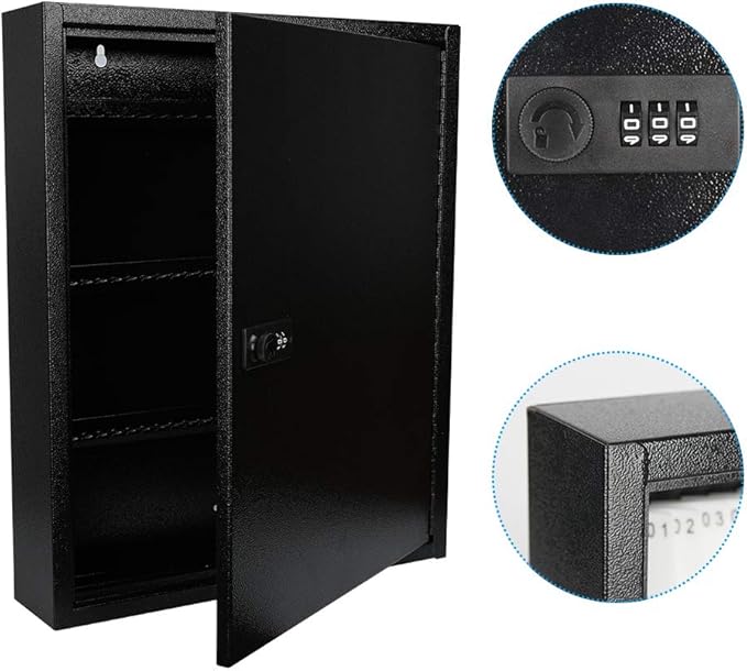 KYODOLED 100Keys Key Cabinet Organizer, Key Lock Box Wall Mount with Code, Large Keys Storage Combination Lock Box for Home, Office, Business Management,17"x 12.99" x 3.26" (Black,100 Key)