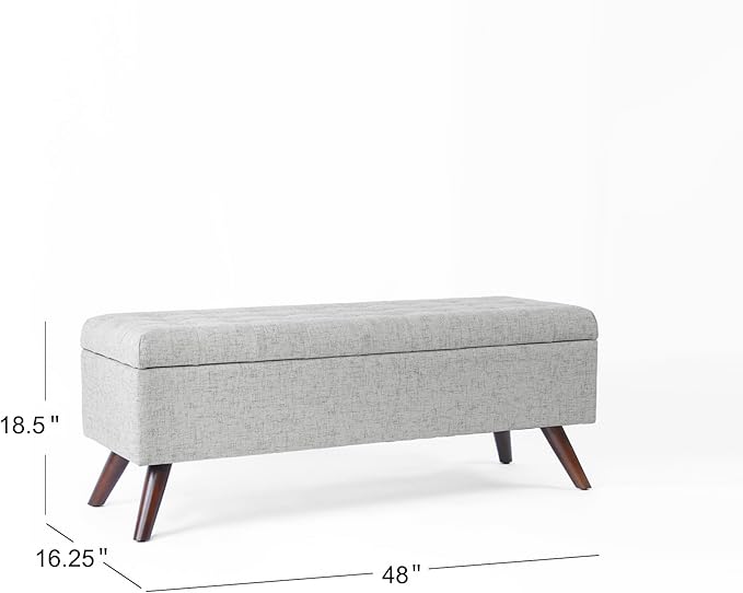 HomePop Modern Tufted Storage Bench|Homepop Home Décor|Bench with Storage for Living Room & Bedroom - Gray Woven