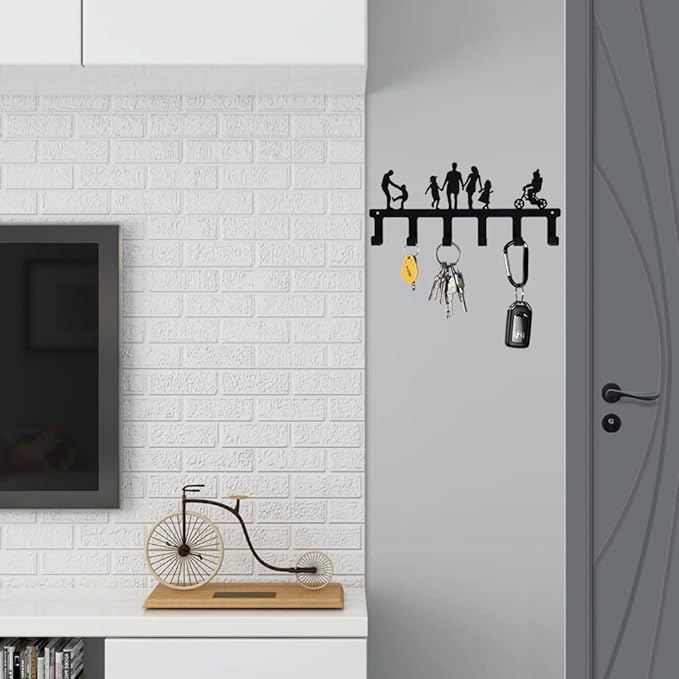 Myartte Zinc Alloy Key Organizer Rack with Screws and Stickers - Wall Decorative Key Hooks for Entryway, Kitchen, Bedroom