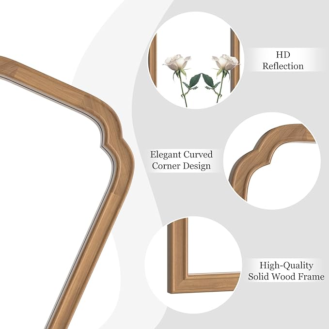 HOMECOOKIN Wood Bathroom Mirrors for Wall Mounted, 16" x 20" Rustic Wood Frame Wall Mirrors Decorative for Living Room or Bedroom Vanity Mirror (DH) B