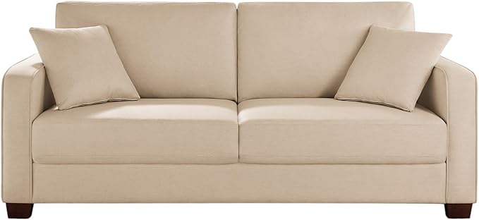 VANOMi Loveseat Couches for Living Room, Modern Sofas & Couches with Cushion & 2 Pillow, Comfy Linen Loveseat Sofa for Small Space, Office, Apartment, Beige