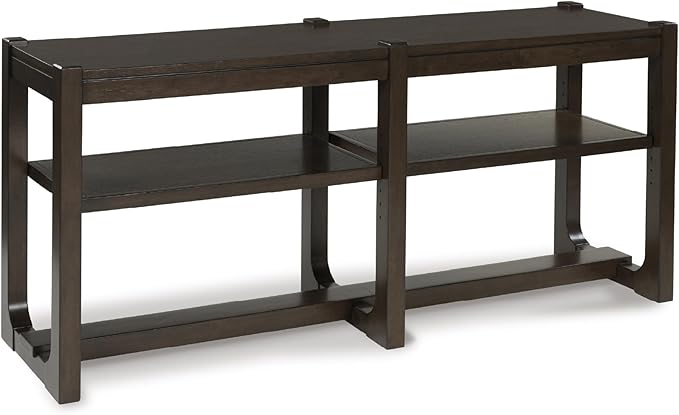Signature Design by Ashley Breckington Modern Sofa Table with Adjustable Shelves, Dark Brown