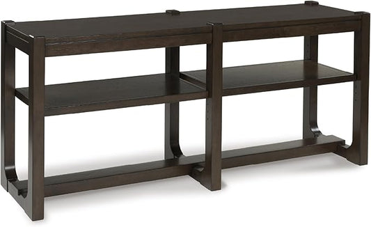 Signature Design by Ashley Breckington Modern Sofa Table with Adjustable Shelves, Dark Brown