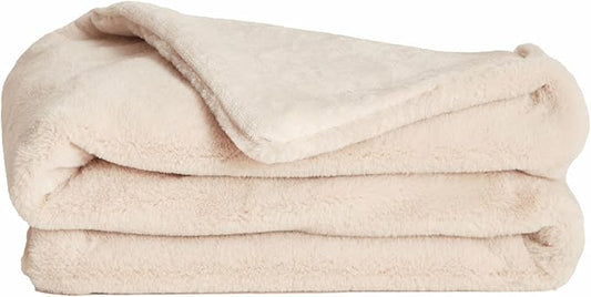 UnHide Lil’ Pet Marsh – Faux Fur Pet Blanket – Extra Soft, Lightweight, Washable Dog Blanket – Comfort and Protection for Couch, Crate, or Bed – Beige Bear 34 x 44