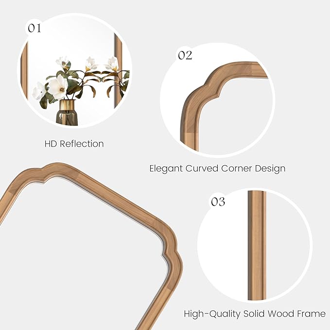 HOMECOOKIN Wood Bathroom Mirrors for Wall Mounted, 20" x 30" Rustic Wood Frame Wall Mirrors Decorative for Living Room or Bedroom Vanity Mirror (DH) A