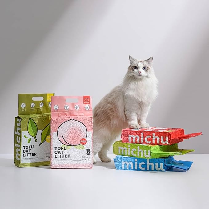 Tofu Cat Litter Natural Clumping Tofu Cat Litter, Fast Clumping and Easily Scoop-able 5.5lb/88oz 5 Scents - Watermelon, 3 Pack