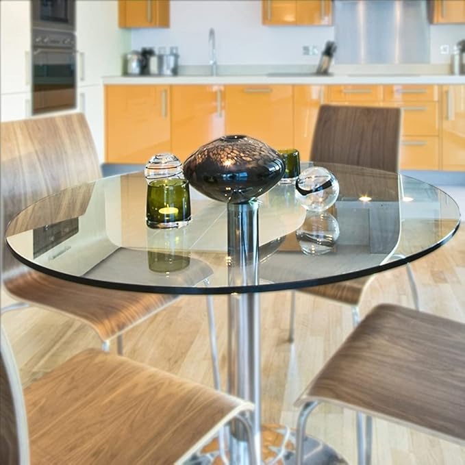48" Inch Round Glass Table Top 1/4" Thick Flat Polish Edge Tempered by Fab Glass and Mirror
