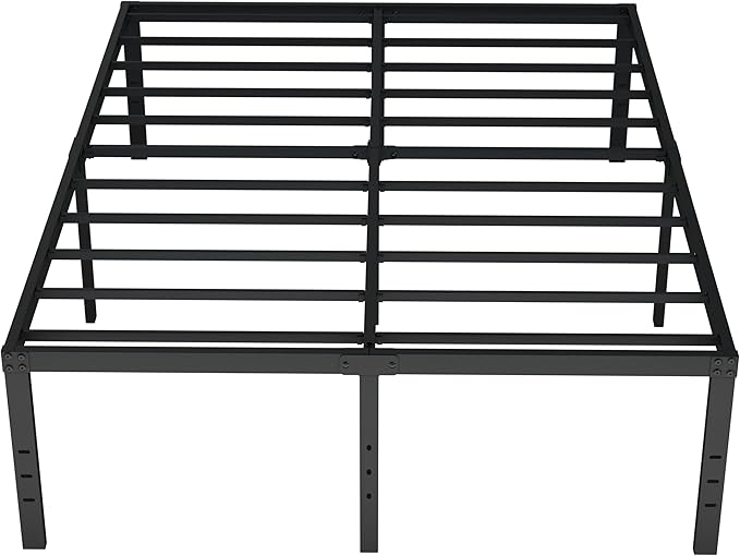 20 Inch Queen Bed Frame No Box Spring Needed, Heavy Duty Metal Queen Platform Bed Frame Support Up to 3000 lbs, Easy Assembly, Noise Free, Black
